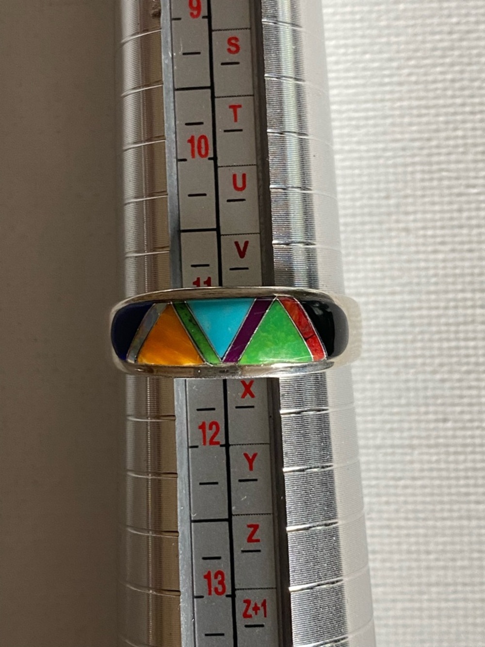 Sheryl Martinez Sterling Silver Multicolor Inlay Band Ring - Picture 6 of 10